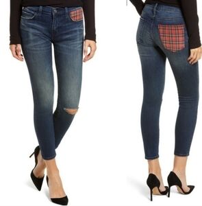 Current/Elliott Stiletto Tartan Plaid Pocket Jeans Size 24